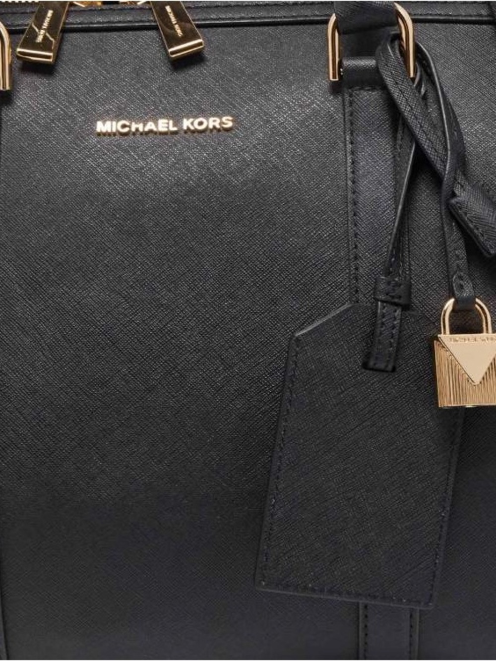 Michael Kors Jet Set Black Leather Weekender with Gold Hardware - Picture 4 of 6